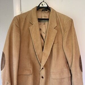 diBenedetto Blazer Corduroy Mens Size 52 Regular Sport Coat Tan Elbow Patches